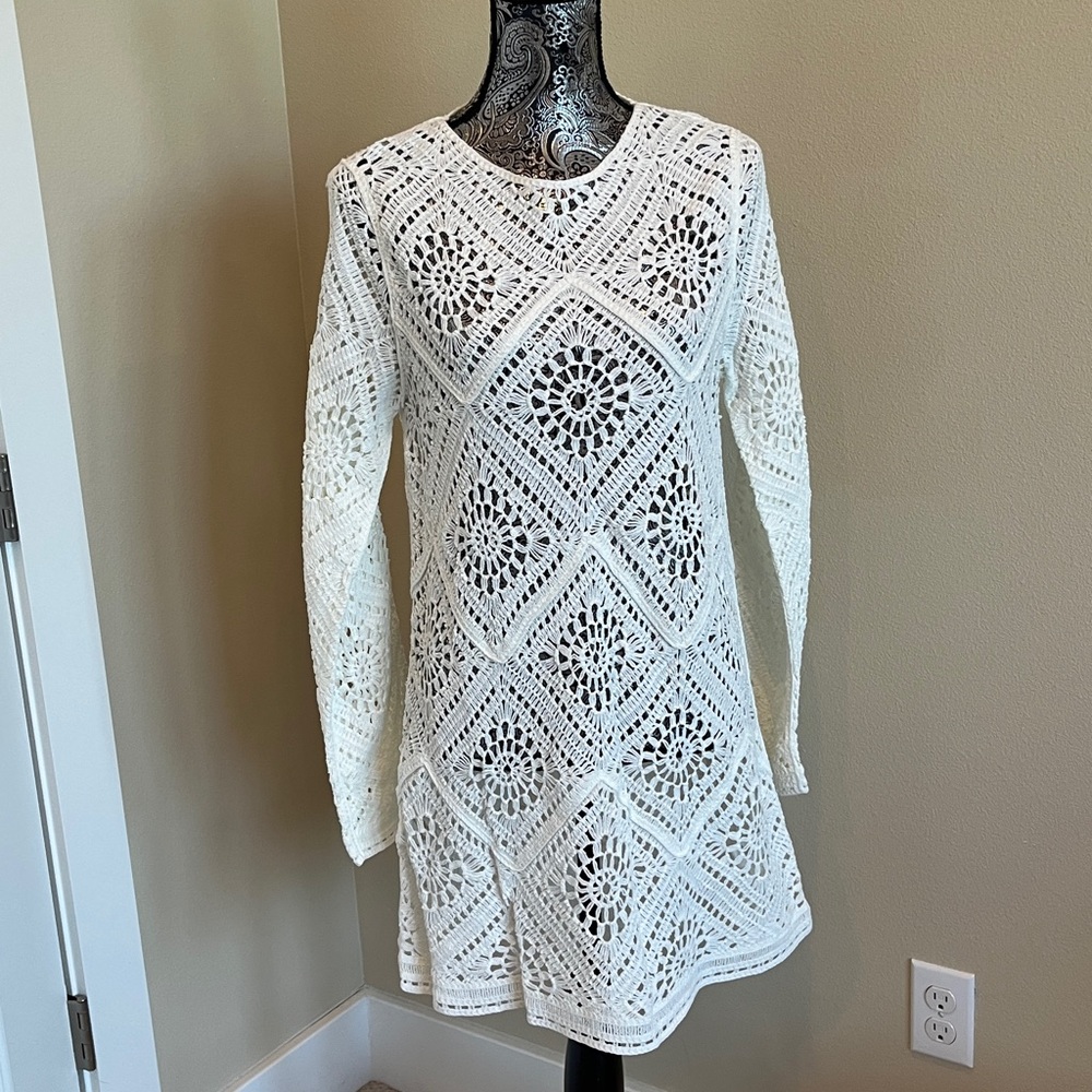 NWOT! Joie Ivory Crochet Knitwear Dress or Coverup Size Medium